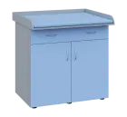 PP - 100 pult přebalovací s matrací, 2-dveřové, 1-zásuvka, 1000x1000x800, korpus šedý, dvířka pastel